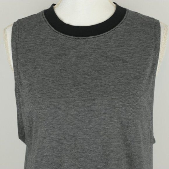 Lululemon All Yours Womens Size 6 Black White Stripe Crewneck Boyfriend Tank Top - Picture 3 of 8